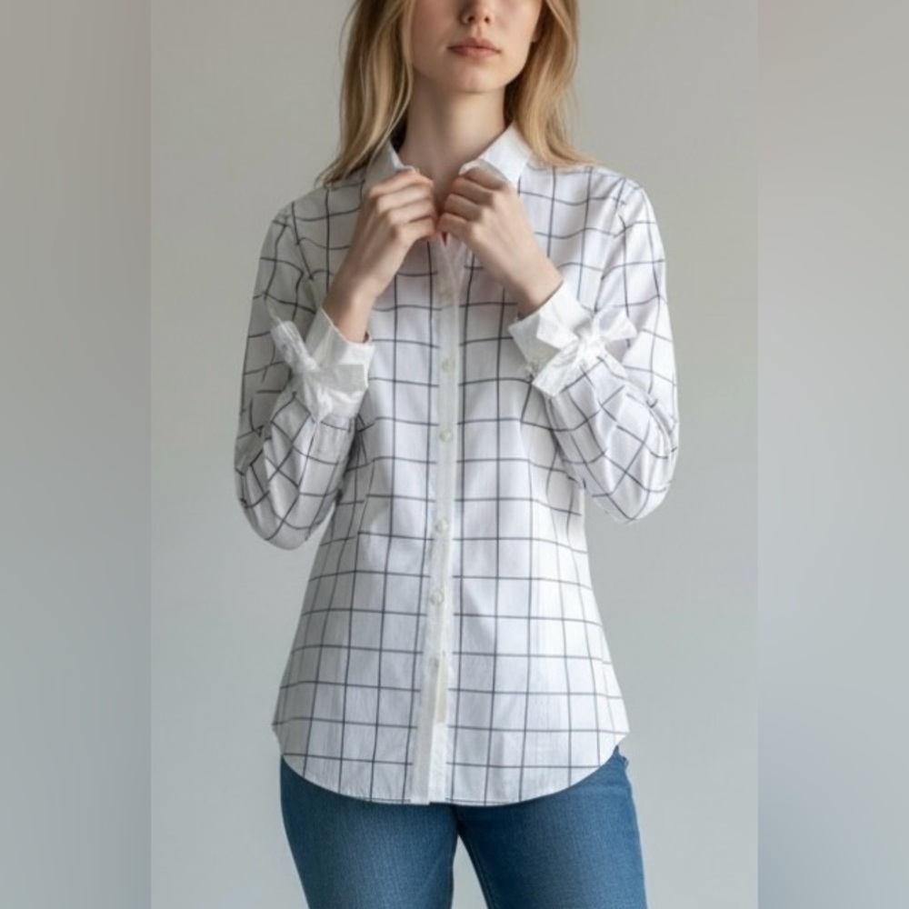 NWT Brooks Brothers White and Black Checkered Button-Down Shirt